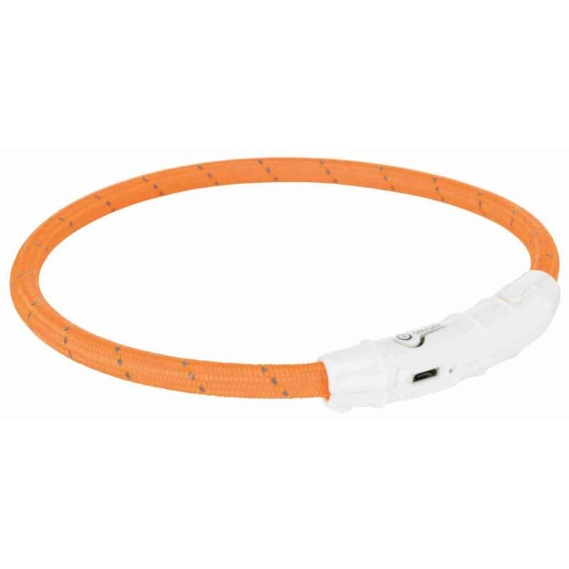 Flash anneau lumineux USB, en TPU/nylon, L–XL: 65 cm/ø 7 mm, orange