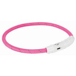 Flash anneau lumineux USB, en TPU/nylon, M–L: 45 cm/ø 7 mm, rose