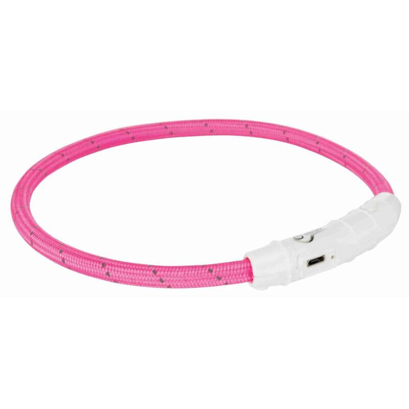 Flash anneau lumineux USB, en TPU/nylon, M–L: 45 cm/ø 7 mm, rose