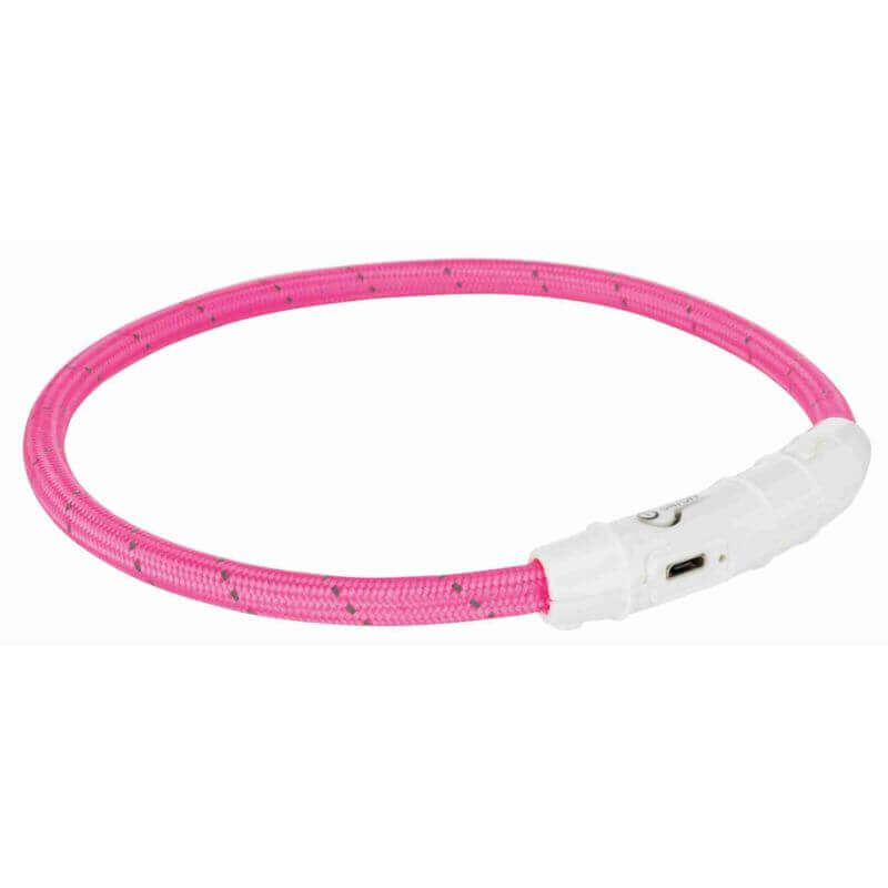 Flash anneau lumineux USB, en TPU/nylon, L–XL: 65 cm/ø 7 mm, rose