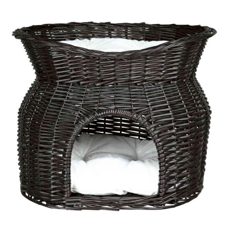 Panier osier avec lit au dessus, 54 × 43 × 37 cm, noir