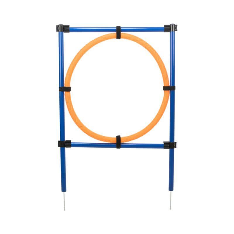 Anneau Fun Agility, en plastique, 115 × ø 3 cm, ø 65 cm, bleu/orange