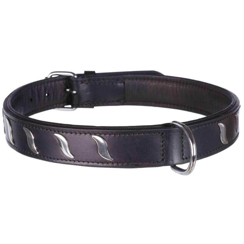 Active collier avec design stylisé, en cuir, L: 48–56 cm/30 mm, noir