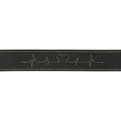 Rustic collier en cuir ciré et vieilli Heartbeat, M: 38–47 cm/40 mm, noir
