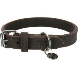 Rustic collier en cuir ciré et vieilli, L: 48–56 cm/30 mm, brun foncé