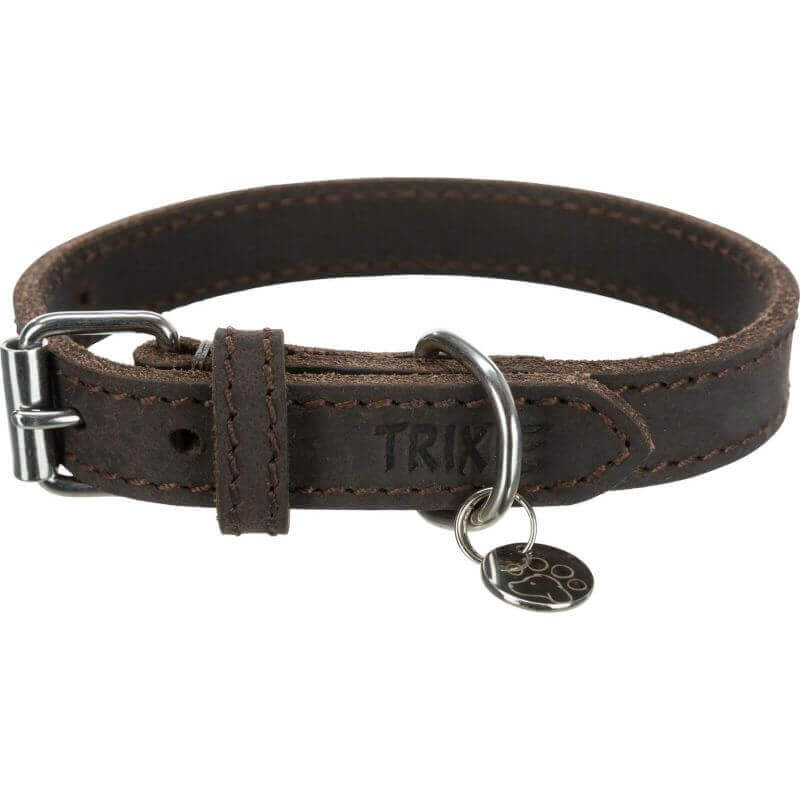 Rustic collier en cuir ciré et vieilli, L: 48–56 cm/30 mm, brun foncé