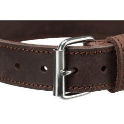 Rustic collier en cuir ciré et vieilli, L: 48–56 cm/30 mm, brun foncé