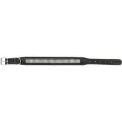 Active collier Comfort avec strass, en cuir, L: 50–58 cm/40 mm, noir