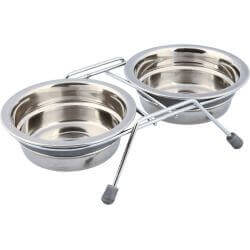 Set gamelle anti-bruit, en acier inox/métal, 2 × 0,9 l/ø 16 cm/35 × 8 × 19 cm, g