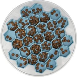 Slow Feeding plateau hive, en plastique/TPR/TPE, ø 30 cm, gris/bleu