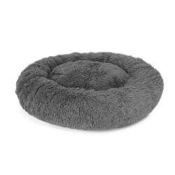 PANIER ROND DONUT FOURRURE GRIS 80cm