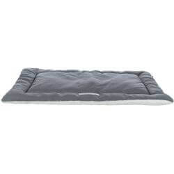 Matelas Farello, en peluche/tissu, 130 × 85 cm, blanc-gris/gris