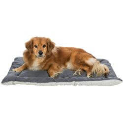 Matelas Farello, en peluche/tissu, 130 × 85 cm, blanc-gris/gris