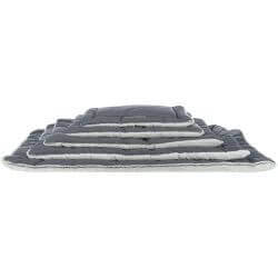 Matelas Farello, en peluche/tissu, 130 × 85 cm, blanc-gris/gris