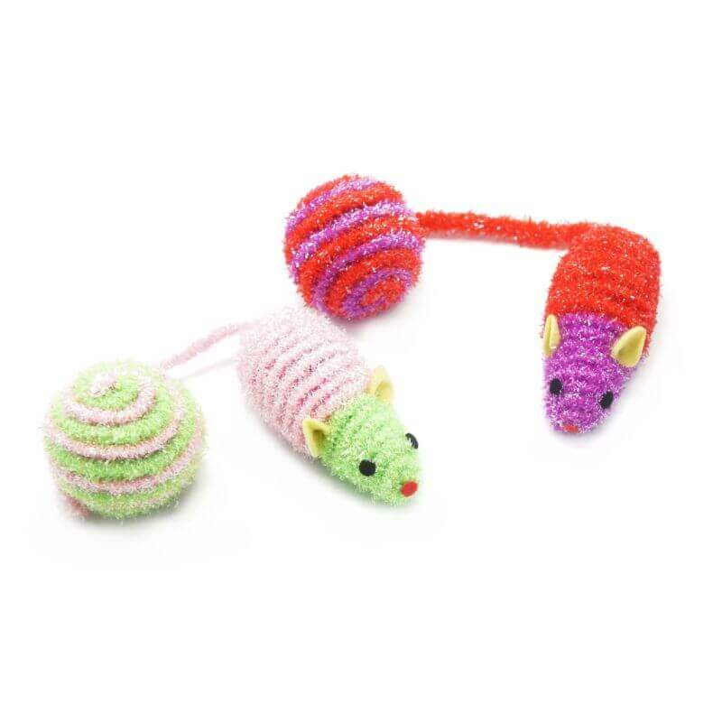 JOUET SOURIS ET BALLE LOT DE 4 JOUET SOURIS ET BALLE LOT DE 4