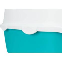 Bac à litière Vico, avec couvercle, 40 × 40 × 56 cm, turquoise/blanc