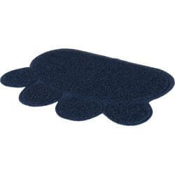 Tapis pour bac à litière, patte, en PVC, 60 × 45 cm, bleu foncé