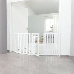 Barrière avec porte, en MDF, 4 pièces, 60–160 × 81 cm, blanc
