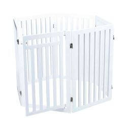 Barrière avec porte, en MDF, 4 pièces, 60–160 × 81 cm, blanc