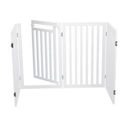 Barrière avec porte, en MDF, 4 pièces, 60–160 × 81 cm, blanc