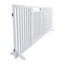 Barrière avec porte, en MDF, 4 pièces, 60–160 × 81 cm, blanc