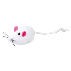 Souris, en peluche, catnip, 5 cm, 2 Pcs, blanc/gris