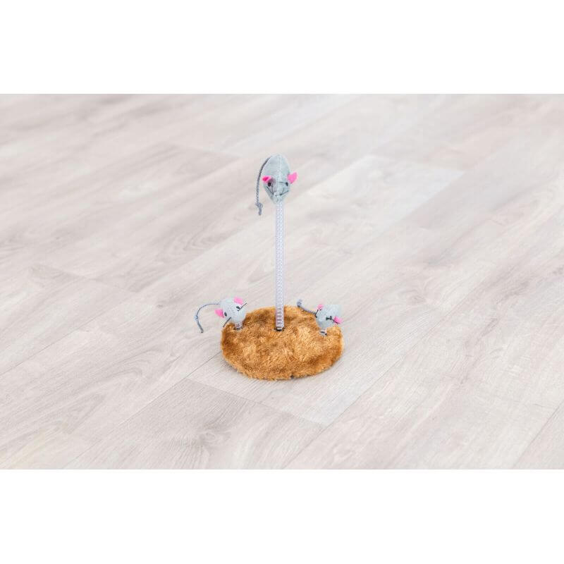 Souris sur ressort spiral, en peluche, catnip, ø 15 × 22 cm Souris sur ressort spiral, en peluche, catnip, ø 15 × 22 cm