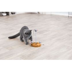 Souris sur ressort spiral, en peluche, catnip, ø 15 × 22 cm