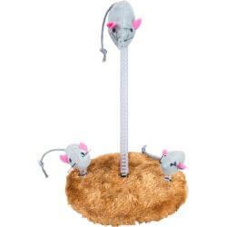 Souris sur ressort spiral, en peluche, catnip, ø 15 × 22 cm