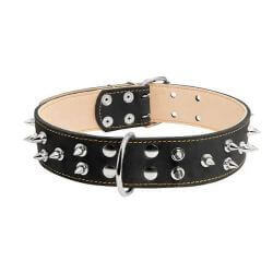 COLLIER CUIR CLOU 45MM 56/68 NOIR