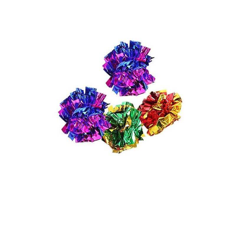 JOUET 4 BALLES EN PAPIER CRISSANT COLORE