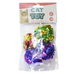 JOUET 4 BALLES EN PAPIER CRISSANT COLORE