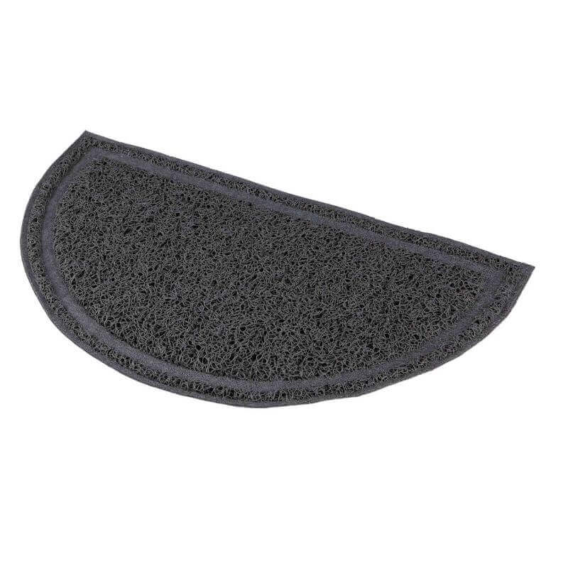 Tapis pour bac à litière, semi-circulaire, en PVC, 59 × 35 cm, anthracite