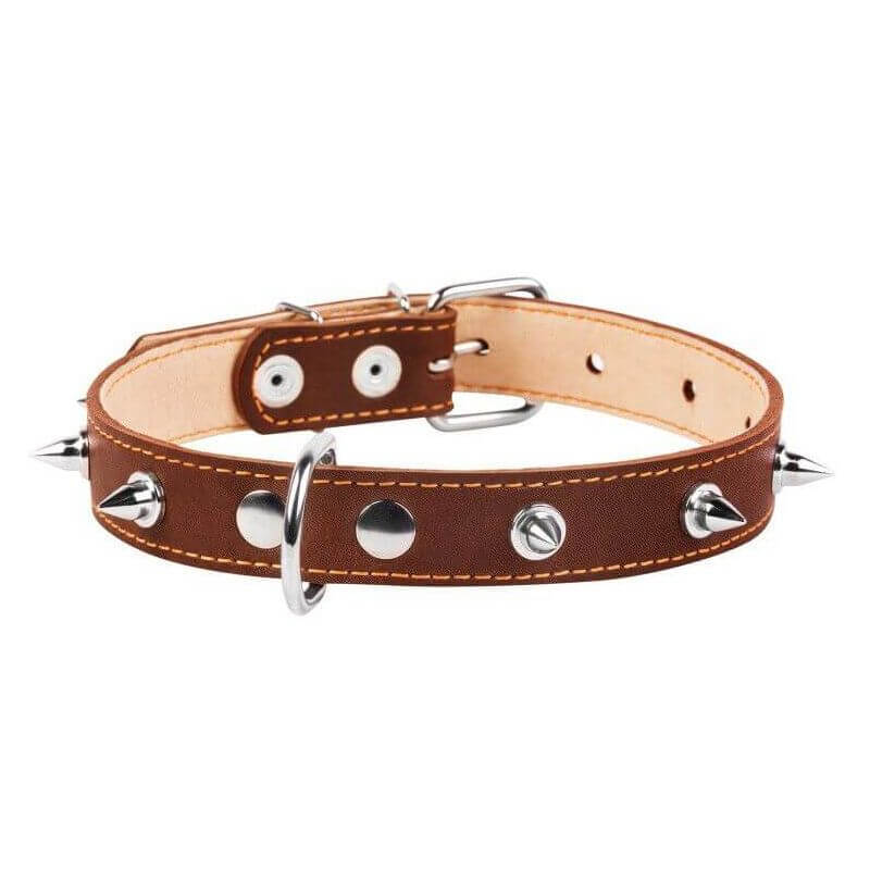 COLLIER CUIR CLOU 25MM 38/50 MARRON COLLIER CUIR CLOU 25MM 38/50 MARRON