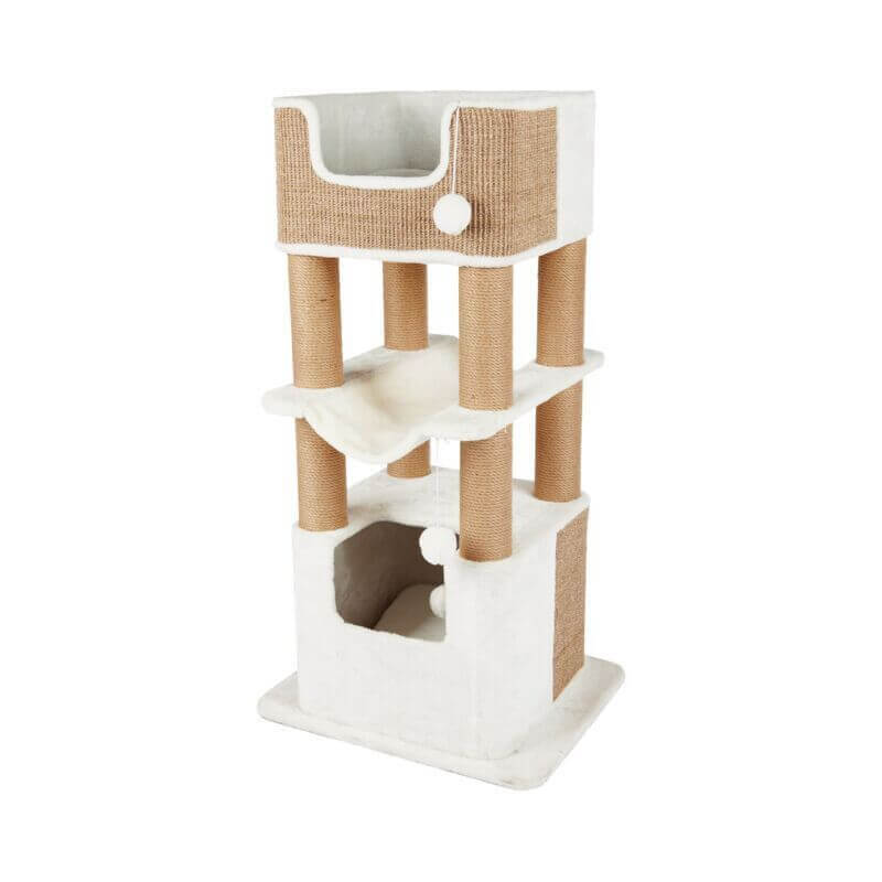 Arbre à chat XXL Lucano, 110 cm, blanc/taupe