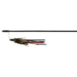 Canne à pêche bandes en cuir/plumes, en plastique, 50 cm