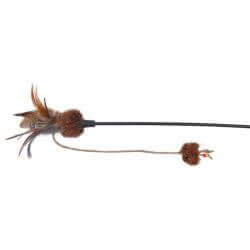 Canne à pêche balle/plume, en plast./pel., catnip, 54 cm