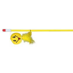 Canne à pêche Smiley, en plastique/peluche, catnip, 50 cm