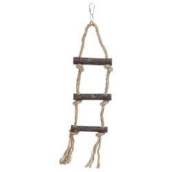 Échelle de cordes, en bois d'écorce/sisal, 3 barreaux/40 cm