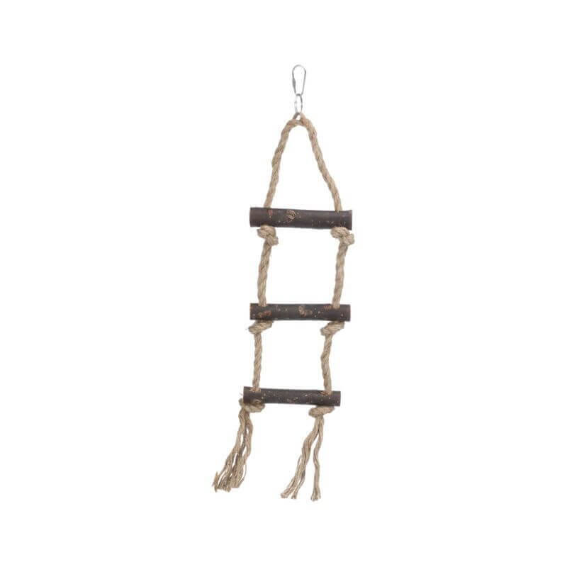Échelle de cordes, en bois d'écorce/sisal, 3 barreaux/40 cm