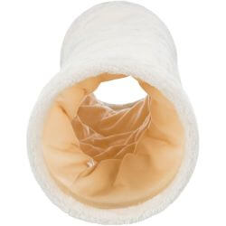 Tunnel de jeu, en peluche, ø 22 × 60 cm, beige