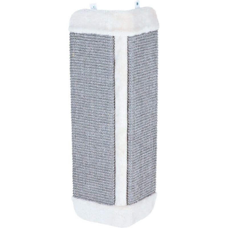 Griffoir pour coins, tapis sisal/peluche/catnip, 32 × 60 cm, gris/gris clair