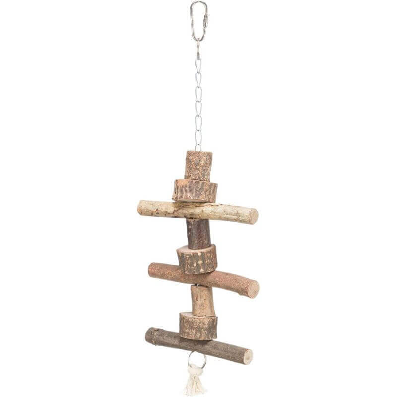 Jouet avec chaîne/corde, en bois d'écorce, 40 cm