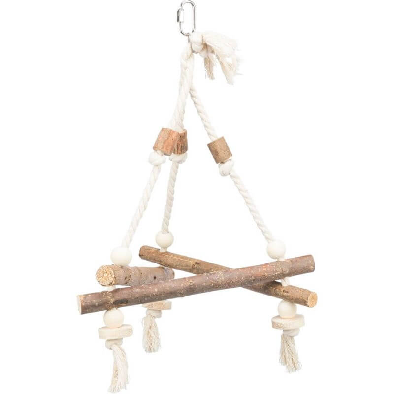 Balançoire sur corde, en bois d'écorce, 16 × 16 × 16 cm