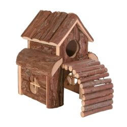 Maison Finn, souris, en bois d'écorce, 13 × 20 × 20 cm