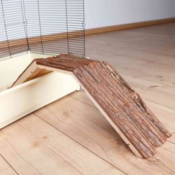 Pont pour cage, lapins nains, en bois d'écorce, 63 × 18 × 15 cm