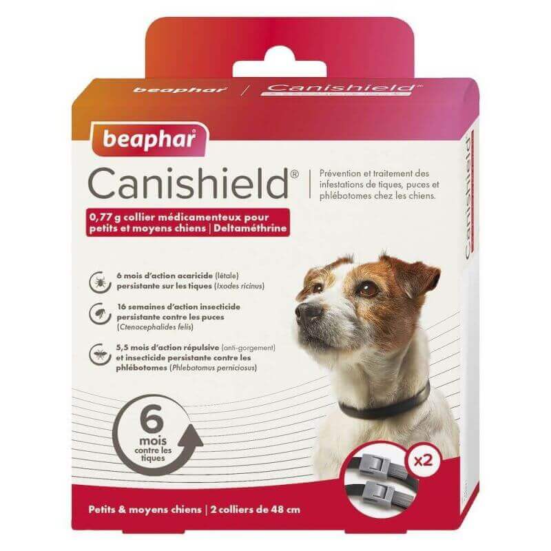 CANISHIELD® 0,77 g collier médicamenteux pour petits et moyens chiens à la deltaméthrine - x 2 colliers 48 cm