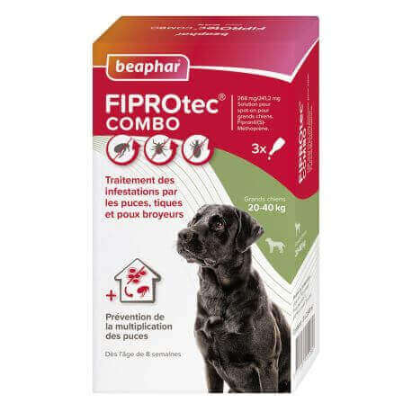 FIPROtec® COMBO 268 mg/241,2 mg Solution pour spot-on pour grands chiens (20-40 kg). Fipronil/(S)-Méthoprène