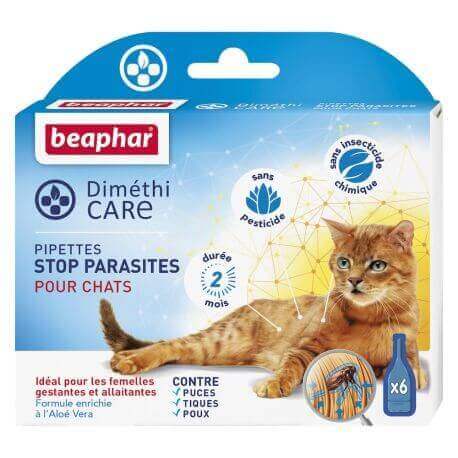 DIMETHICARE, pipettes stop parasites pour chats - 6 x 1 ml