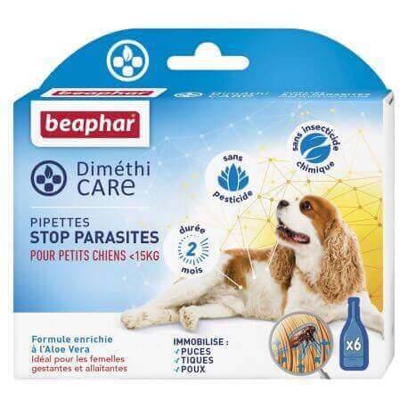 DIMETHICARE, pipettes stop parasites pour petits chiens (inf. 15 kg) – 6 x 1,5 ml